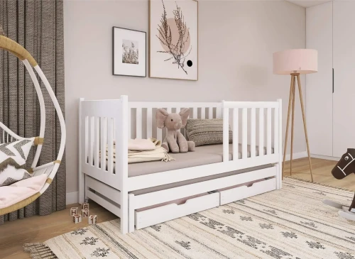 KAJA 90x190 Untreated Wood Bunk Bed with Pull-out - Lano Furniture