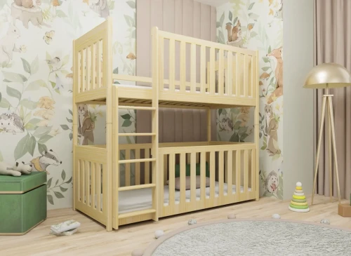 KONRAD 90x200 unpainted wood bunk bed Lano Nábytek