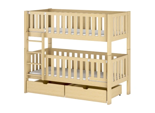 KSAWERY 80x180 Unvarnished Wooden Bunk Bed Lano Meble