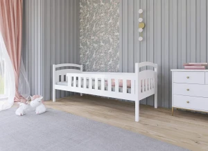 MIA 80x170 Unvarnished Wood Single Loft Bed Lano Meble