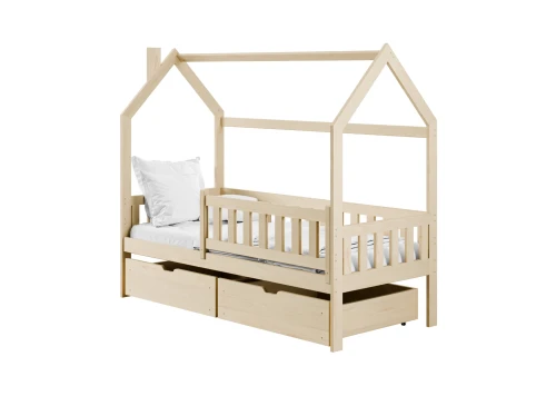 NATAN 80x180 unpainted wooden children's house bed single Lano Meble