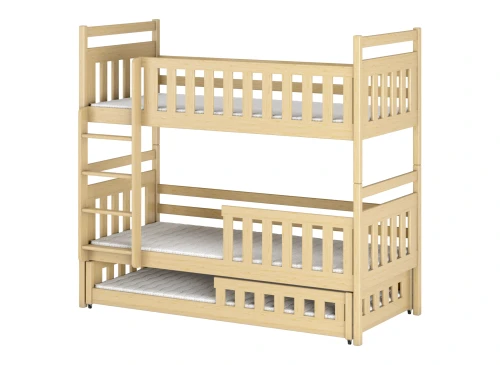 OLIWIA 90x180 unpainted wood triple bunk bed | Lano Furniture