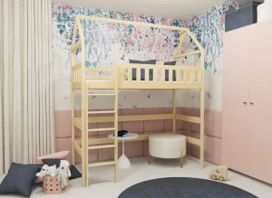 OTYLIA 80x160 Unpainted Wood Single Loft Bed Lano Meble