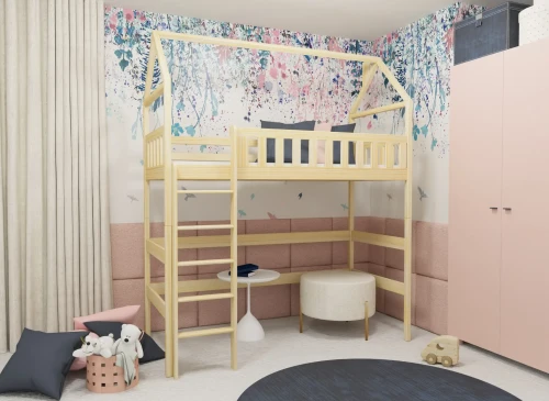 OTYLIA 80x160 Unpainted Wood Single Loft Bed Lano Meble