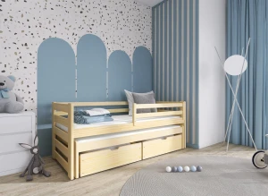 SENSO 90x200 Unvarnished Wood Pull-Out Double Bed | Lano Furniture