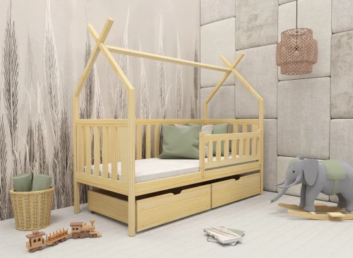 SIMBA 90x190 unlacquered wood children's single tipi bed Lano Meble