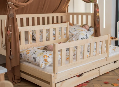 TYTUS 90x190 unpainted wood children's pull-out bed teepee Lano Nábytek