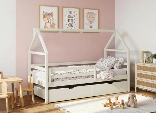 ARON 80x190 Cotton Children's Bed Single House Lano Furniture