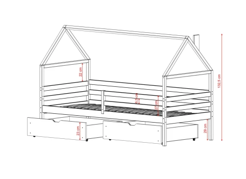 ARON 90x190 Cotton Children's Single Bed House - Lano Furniture