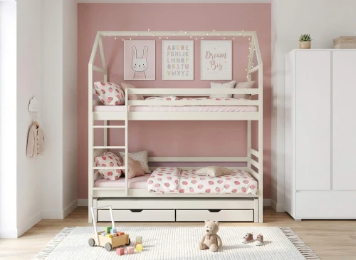 DALIA 90x180 Cotton Bunk Bed House by Lano Meble