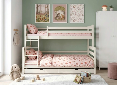 FAMI 90x200/120x200 pamuklu geniş alt katlı ranza Lano Möbel