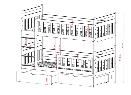 MONIKA 80x180 Cotton Bunk Bed Lano Furniture