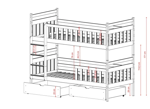 MONIKA 80x160 Cotton Bunk Bed Lano Furniture
