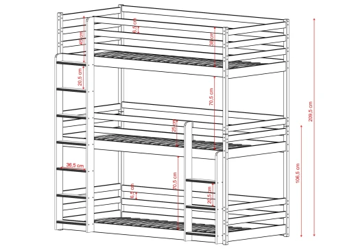 TED 80x180 Cotton Bunk Bed Lano Furniture