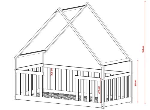 BEE 90x180 Pamuklu Tek Kişilik Ev Tipi Çocuk Yatağı Lano Möbel