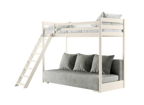 SOFINO 90x200/140x200 loft bed cotton with sofa bed fabric grey zoom 15 sage Lano Furniture
