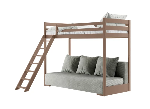 SOFINO 90x200/140x200 Sütlü Çikolata Ranza, Açılabilir Kanepeli Gri Kumaş Zoom 15 Sage Lano Mobilya
