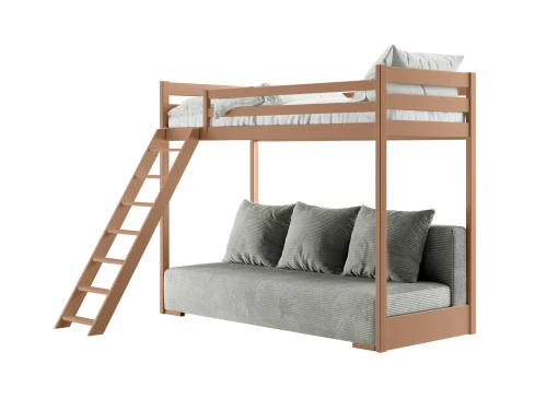 SOFINO 90x200/140x200 cinnamon mezzanine bed with sofa bed, gray fabric, zoom 15 sage Lano Furniture