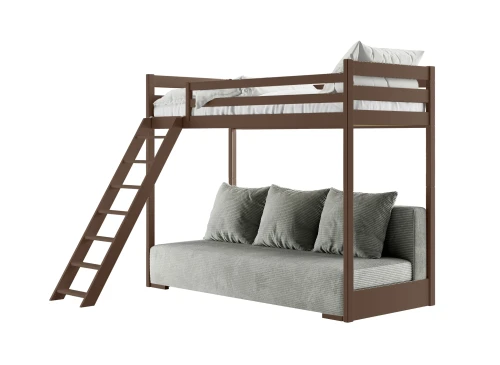 SOFINO 90x200/140x200 Bitter Çikolata Açılır Kanepeli Ranza Gri Kumaş Zoom 15 Sage Lano Mobilya