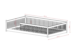 JUNIOR 120x200 grey Montessori floor bed for children Lano Furniture