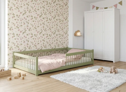 JUNIOR 120x200 olive Montessori floor bed for children Lano Furniture
