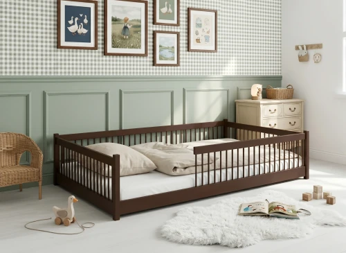 JUNIOR 120x200 dark chocolate Montessori floor bed for children Lano Furniture