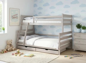 FAMI 90x200/120x200 cashmere bunk bed with wider deck Lano Furniture