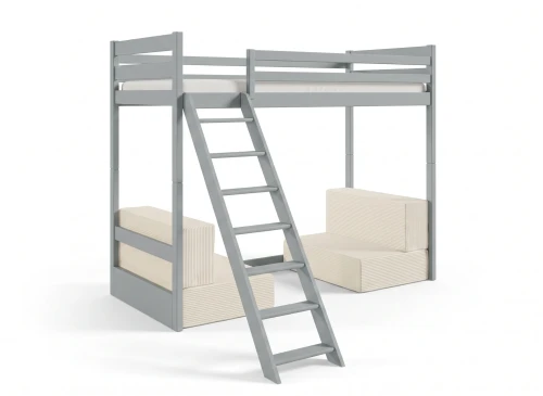 SOFENA 90x200 grey mezzanine bed with modular sofa, beige fabric, poso 38 Lano Furniture