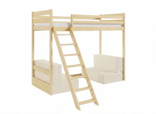 SOFENA 90x200 pine loft bed with modular sofa, beige fabric, poso 38 Lano Furniture