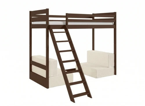 SOFENA 90x200 dark chocolate mezzanine bed with modular sofa beige fabric poso 38 Lano Furniture