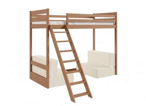 SOFENA 90x200 cinnamon loft bed with modular sofa beige fabric poso 38 Lano Furniture