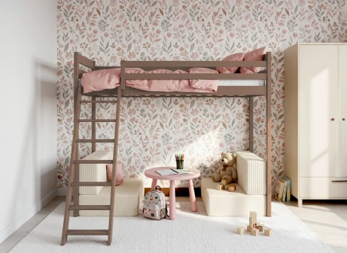 SOFENA 90x200 milk chocolate mezzanine bed with modular sofa beige fabric poso 38 Lano Furniture