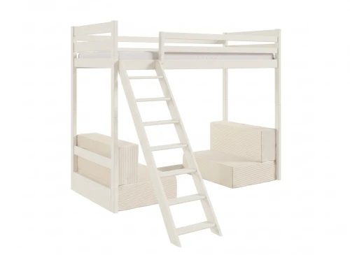 SOFENA 90x200 Baumwolle Etagenbett mit modularem Sofa Beige Stoff Poso 38 Lano Möbel