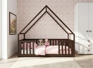 BEE 80x180 dark chocolate Montessori floor bed children's house Lano Furniture