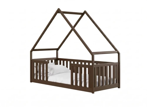 BEE 80x190 dark chocolate Montessori floor bed children's house Lano Furniture