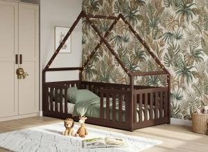 BEE 80x190 dark chocolate Montessori floor bed children's house Lano Furniture