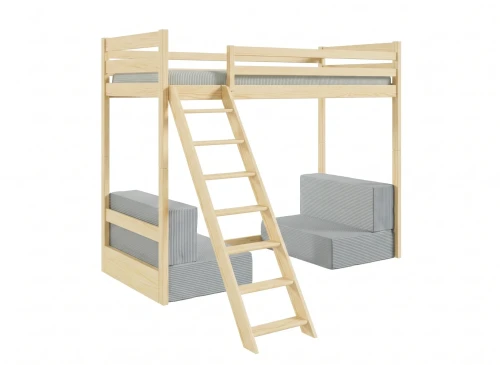 SOFENA 90x200 pine loft bed with modular sofa, gray fabric, zoom 15 sage Lano Furniture