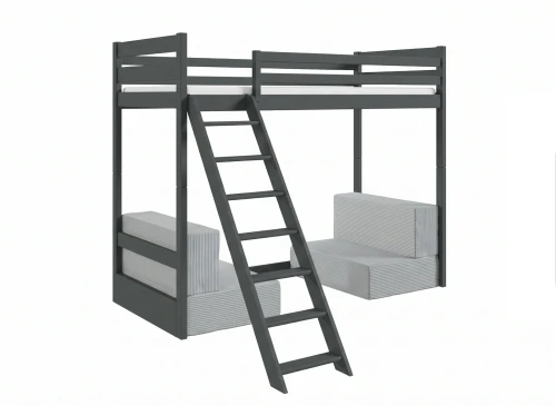 SOFENA 90x200 graphite mezzanine bed with modular sofa, gray fabric, zoom 15 sage Lano Furniture