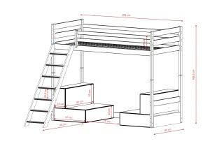 SOFENA 90x200 cotton loft bed with modular sofa fabric gray zoom 15 sage Lano Furniture