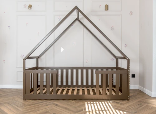 BEE 80x200 dark chocolate Montessori floor bed children's house Lano Furniture
