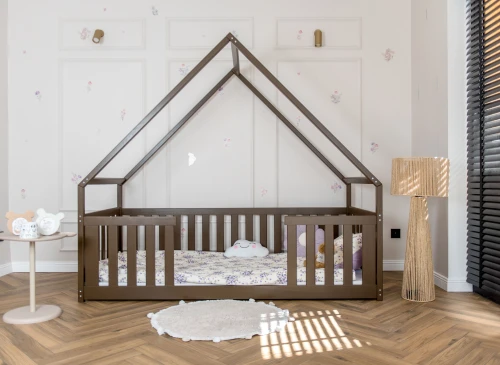 BEE 80x200 dark chocolate Montessori floor bed children's house Lano Furniture