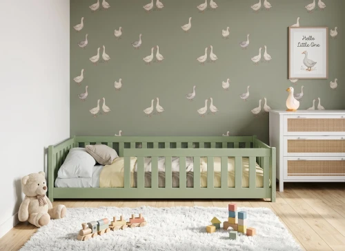BELLA 80x180 olive green Montessori floor bed for children Lano Furniture