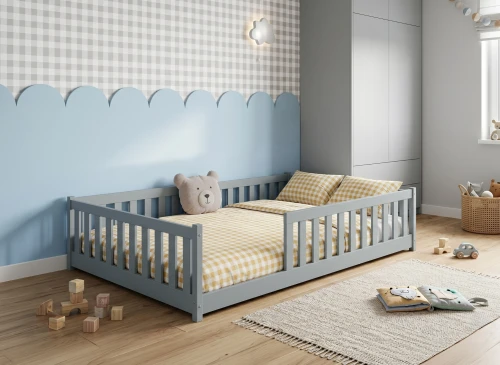 MATI 140x200 grey Montessori floor bed for children Lano Furniture