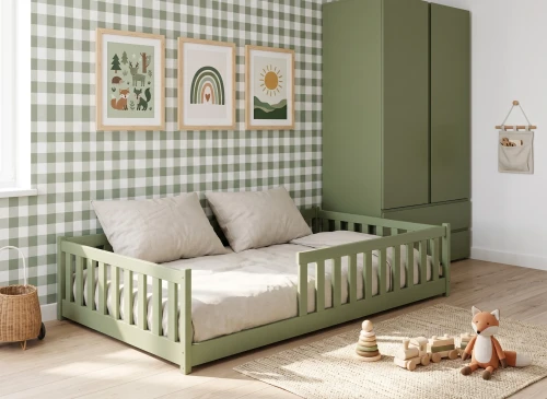 OTIS 120x200 olive green Montessori floor bed for children Lano Furniture