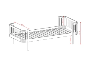HEART 90x200 pine single bed for children Lano Furniture