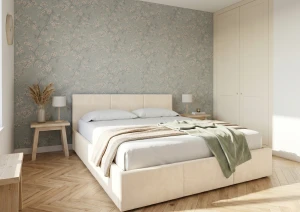 HAVEN 160x200 Cream Upholstered Bed Manila 01 Fabric