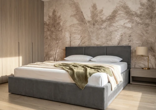 HAVEN 160x200 Ash Grey Upholstered Bed Manila 19 Fabric