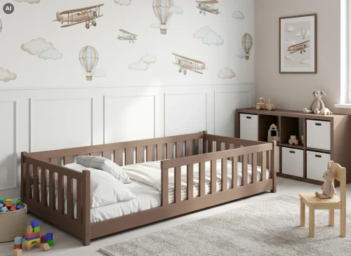 BELLA 80x160 milk chocolate Montessori floor bed for children Lano Furniture