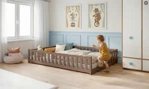 IVY 120x200 milk chocolate single children's bed Lano Meble