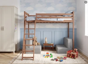 SOFENA 90x200 cinnamon loft bed with modular sofa, gray fabric, zoom 15 sage Lano Furniture